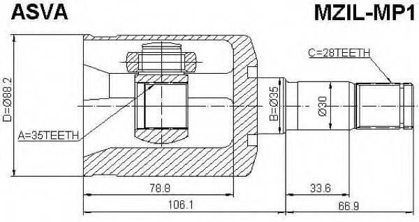 ASVA MZIL-MP1 Joint Kit, drive shaft